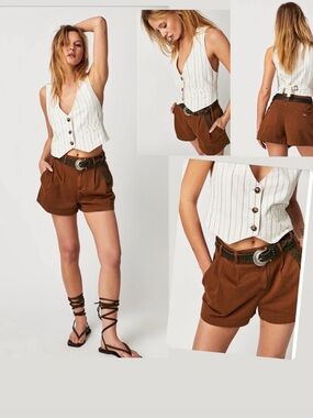 Free People Rust Brown Billie Chino shorts